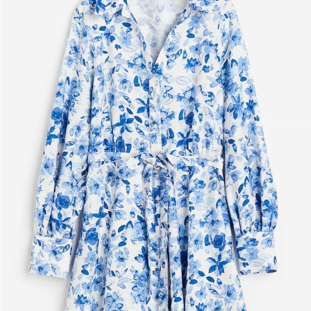 H&M floral tie waist mini dress